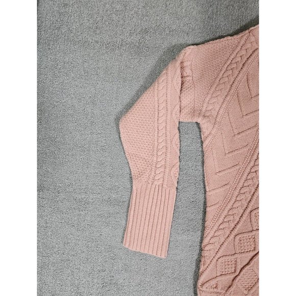 J Crew Cable knit Patchwork Tunic Sweater Womens Medium Pink Wool Blend Casual - Picture 8 of 14